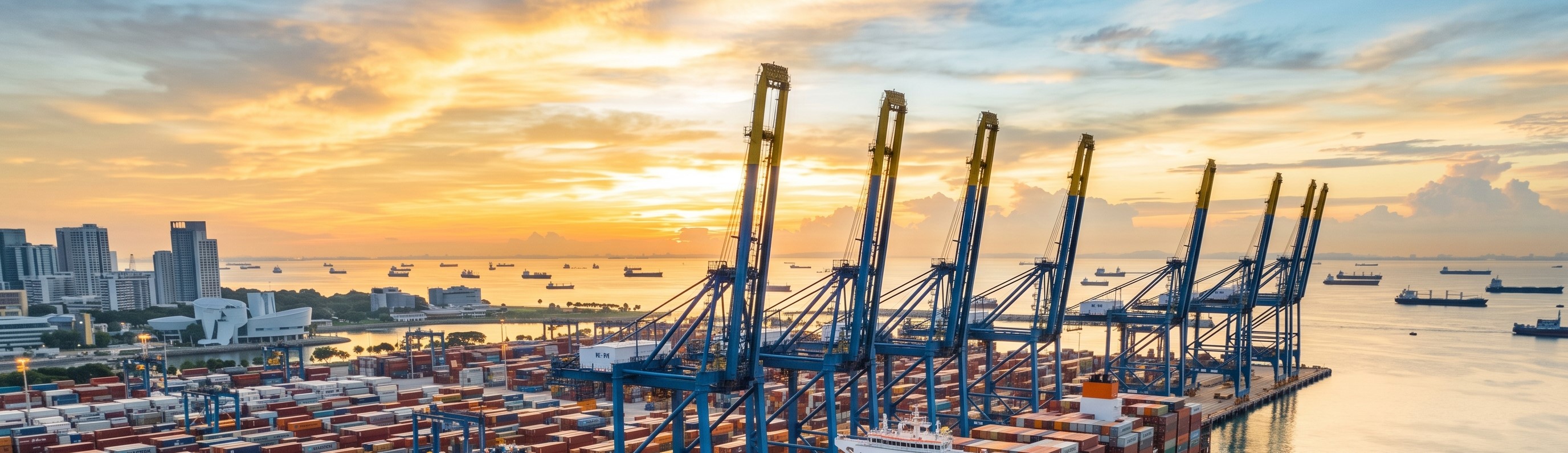 Aerial view of cargo container port